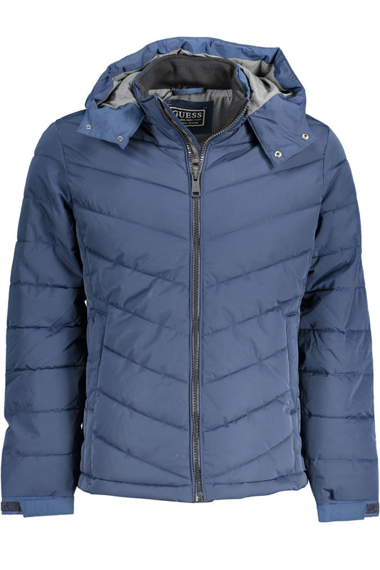 Blue Polyester Men Jacket