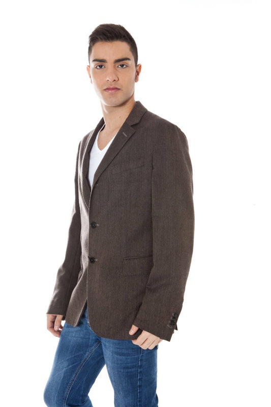 Brown Wool Men Jacket
