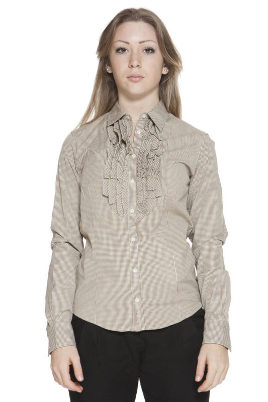 Brown Cotton Women Shirt