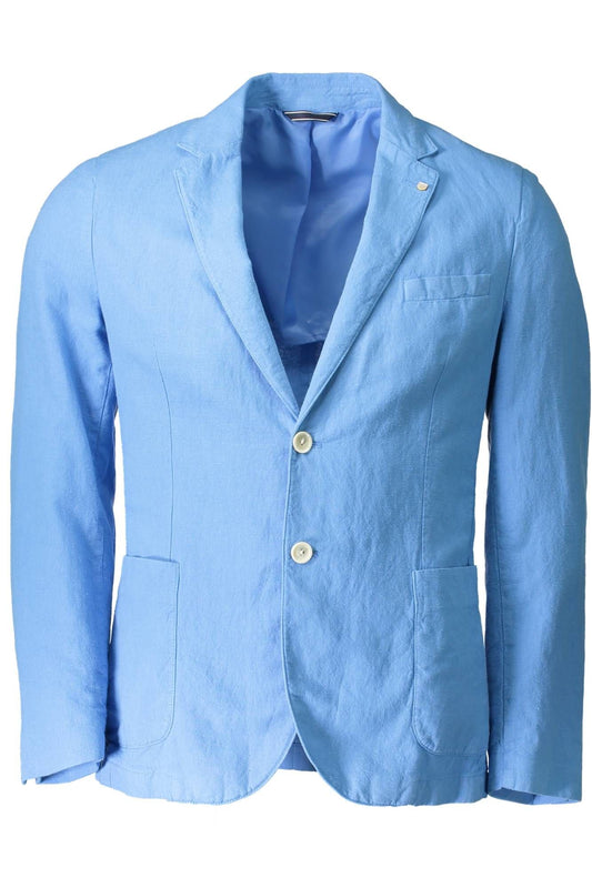 Light Blue Cotton Men Jacket