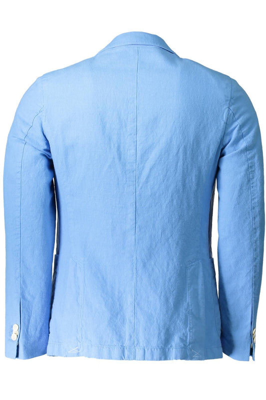 Light Blue Cotton Men Jacket