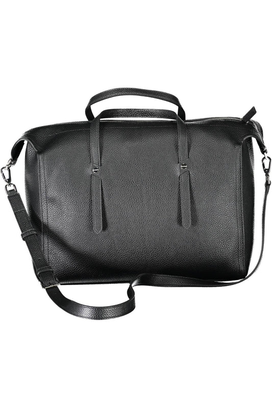 Black Polyurethane Women Handbag