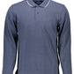 Blue Cotton Men Polo Shirt