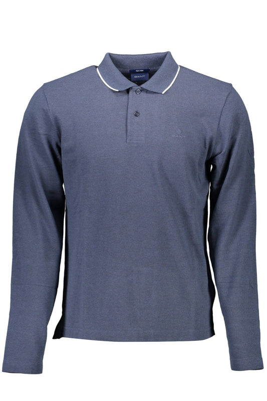 Blue Cotton Men Polo Shirt