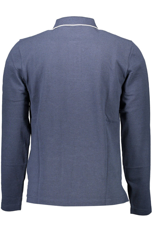 Blue Cotton Men Polo Shirt