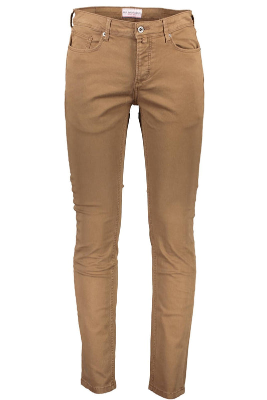 Brown Cotton Men Trouser