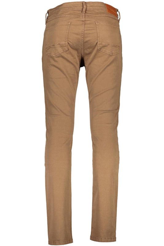 Brown Cotton Men Trouser