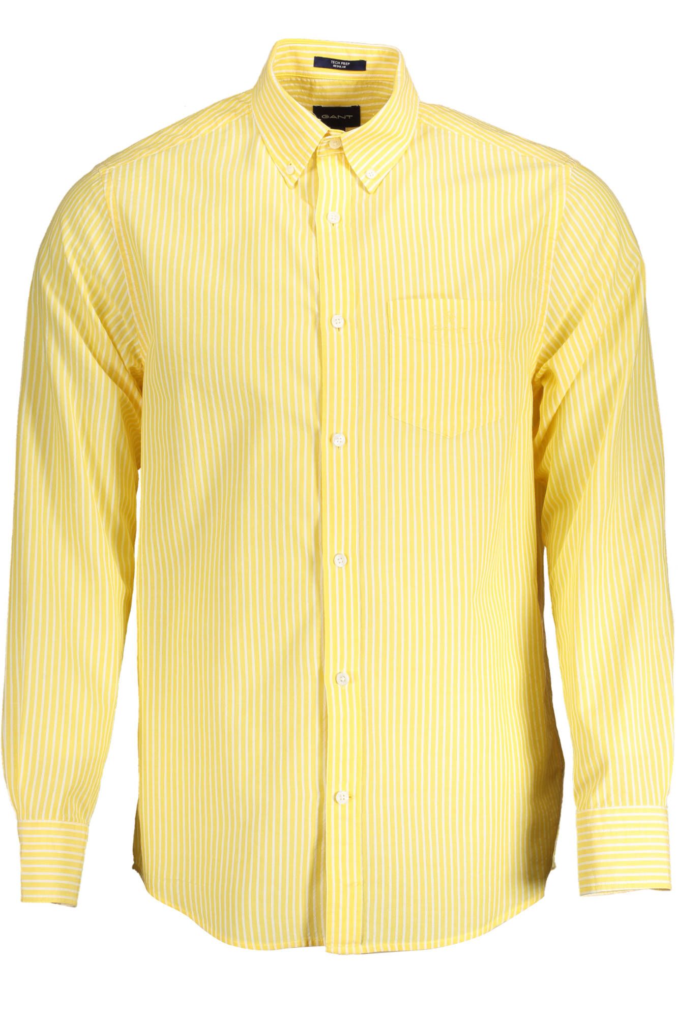 Yellow Cotton Men Shirt