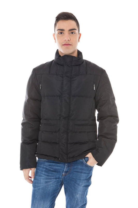 Black Polyester Men Jacket