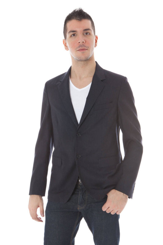 Blue Wool Men Jacket