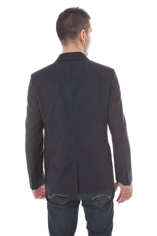 Blue Wool Men Jacket