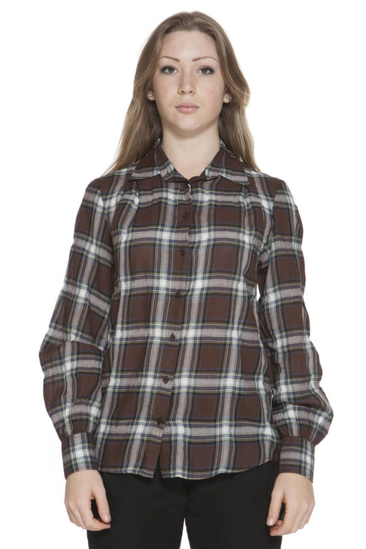 Brown Cotton Women Shirt