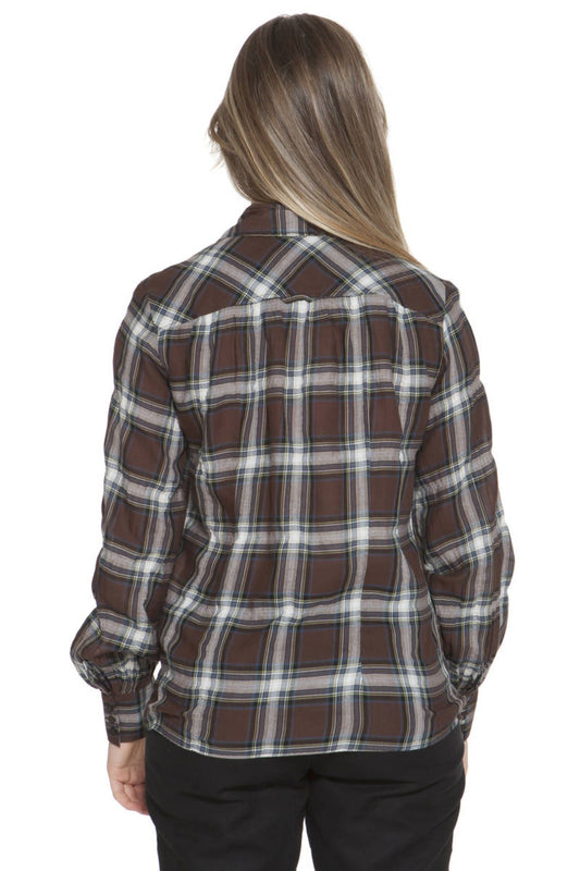 Brown Cotton Women Shirt