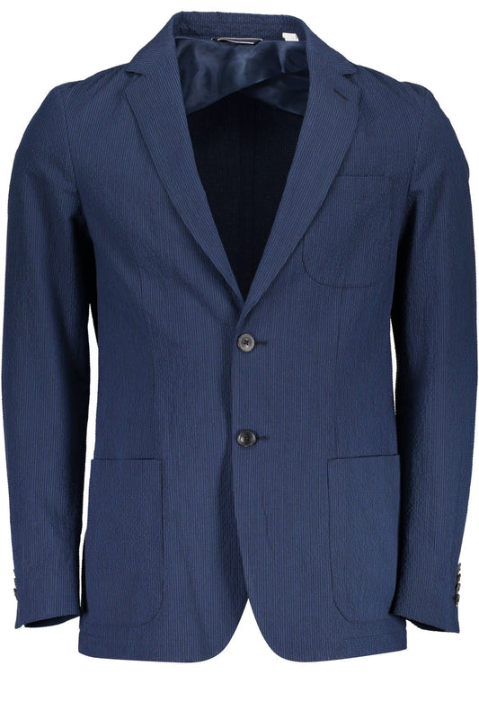 Blue Cotton Men Jacket
