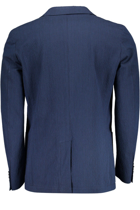 Blue Cotton Men Jacket