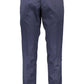 Blue Polyester Men Trouser