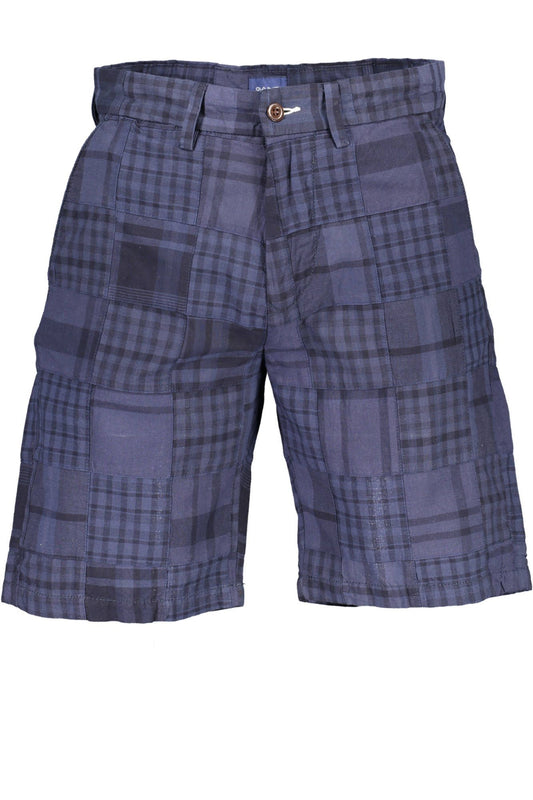 Blue Cotton Men Bermuda Pant