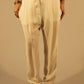 White Viscose Women Trouser