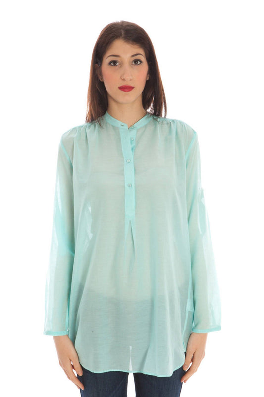 Light Blue Cotton Women Shirt