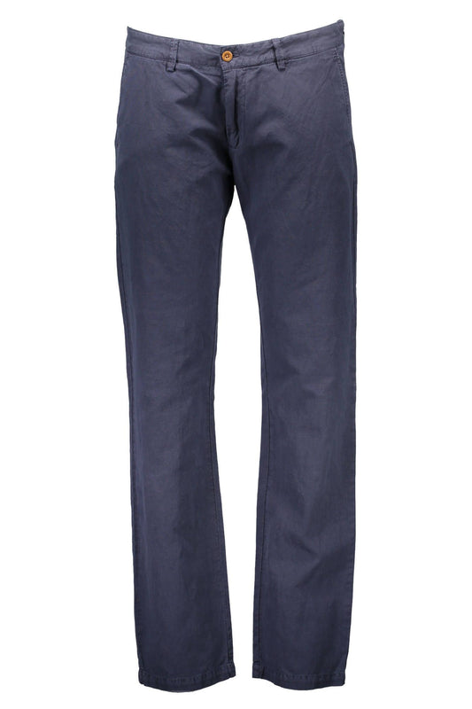 Blue Cotton Men Trouser