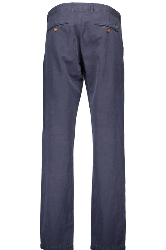 Blue Cotton Men Trouser