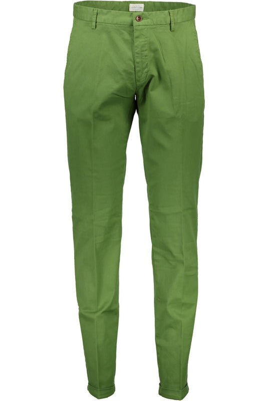 Green Cotton Men Trouser