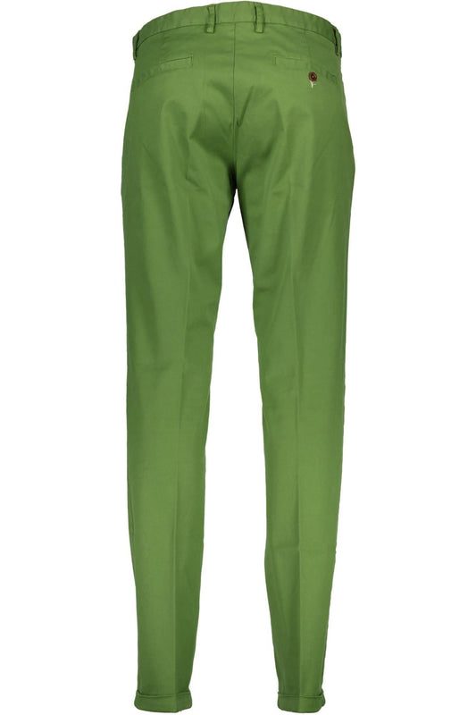 Green Cotton Men Trouser