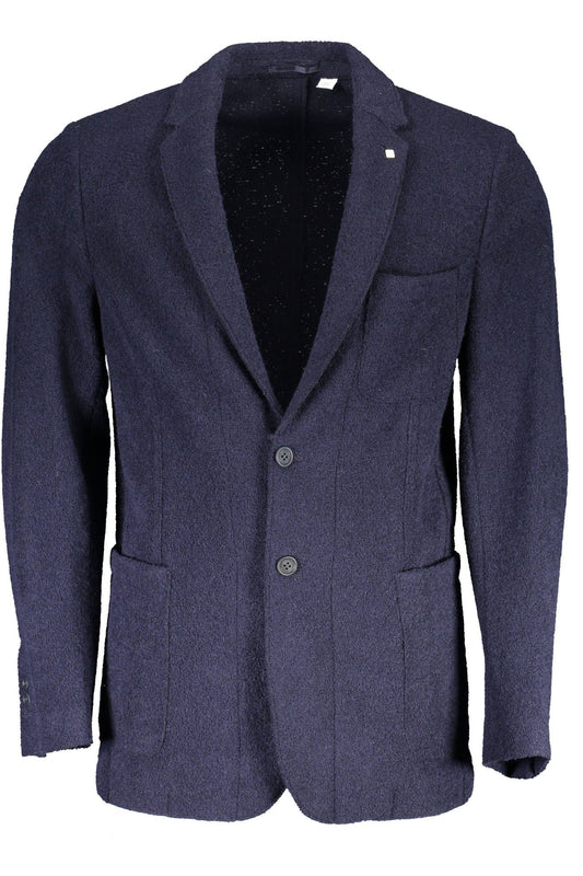 Blue Wool Men Jacket