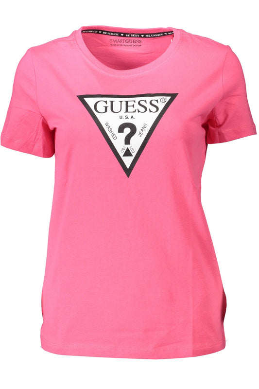 Chic Pink Logo Tee with Classic Crew Neck