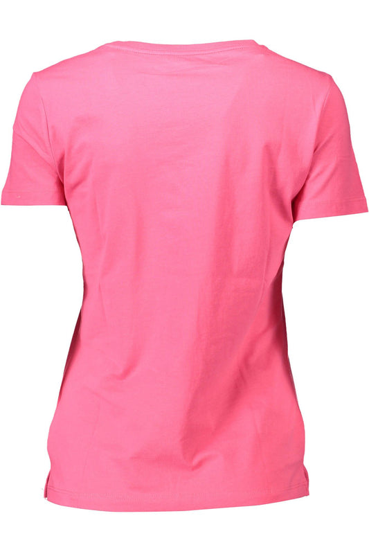 Chic Pink Logo Tee with Classic Crew Neck