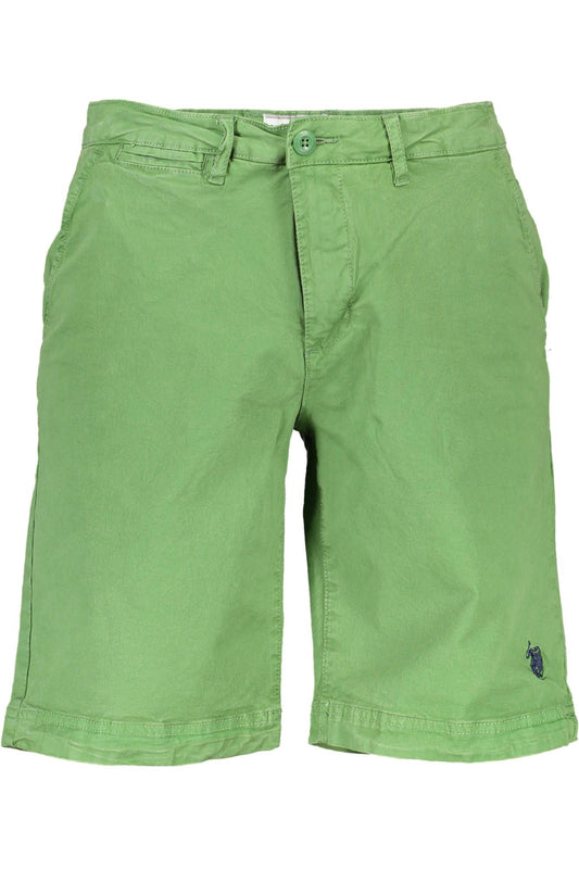 Green Cotton Men Bermuda