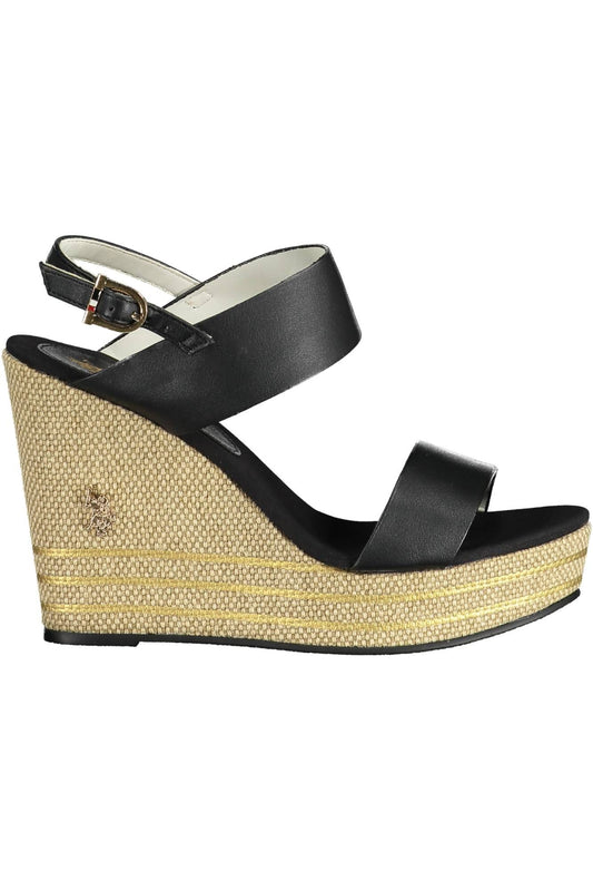 Black Polyester Women Sandal