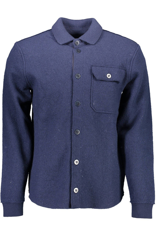 Blue Wool Men Cardigan