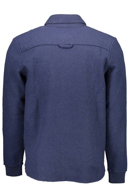 Blue Wool Men Cardigan