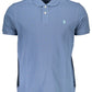 Blue Cotton Men Polo Shirt