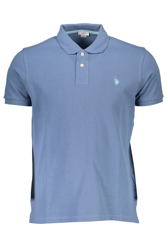 Blue Cotton Men Polo Shirt