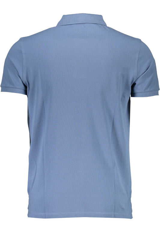 Blue Cotton Men Polo Shirt