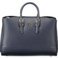Blue Polyurethane Women Handbag