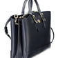 Blue Polyurethane Women Handbag