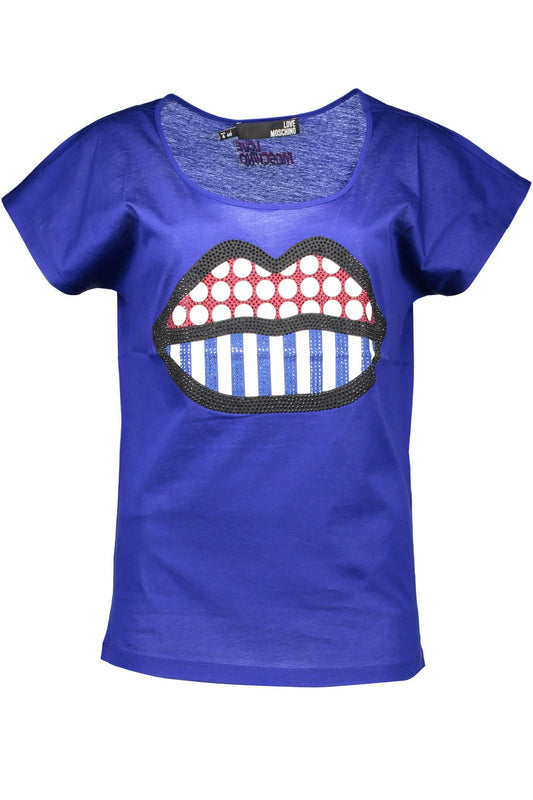 Blue Cotton Women T-Shirt