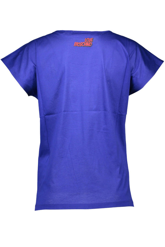 Blue Cotton Women T-Shirt