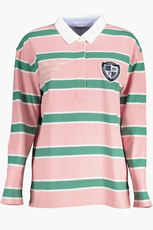 Pink Cotton Women Polo Shirt