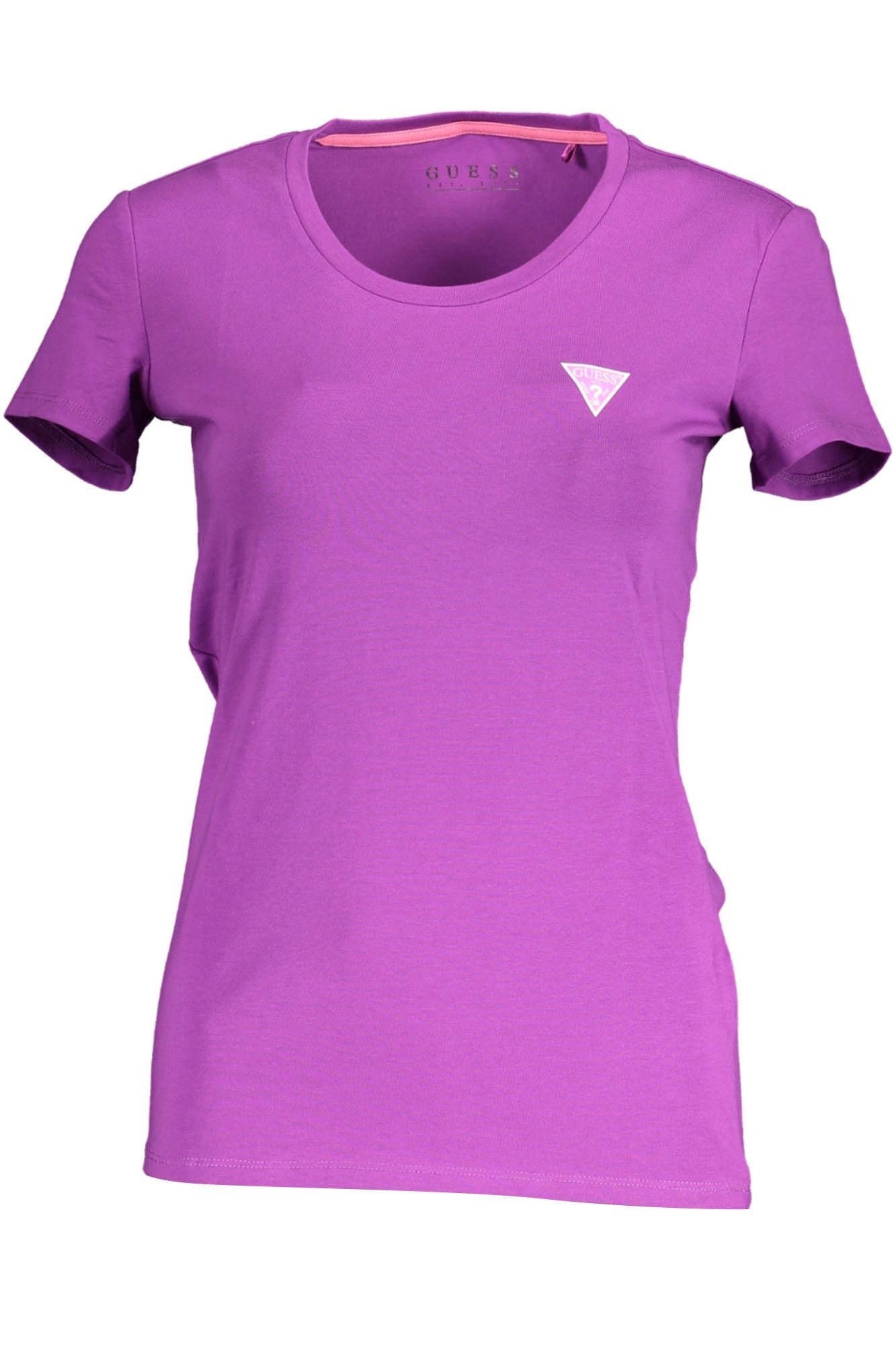 Chic Purple Round Neckline Logo Tee