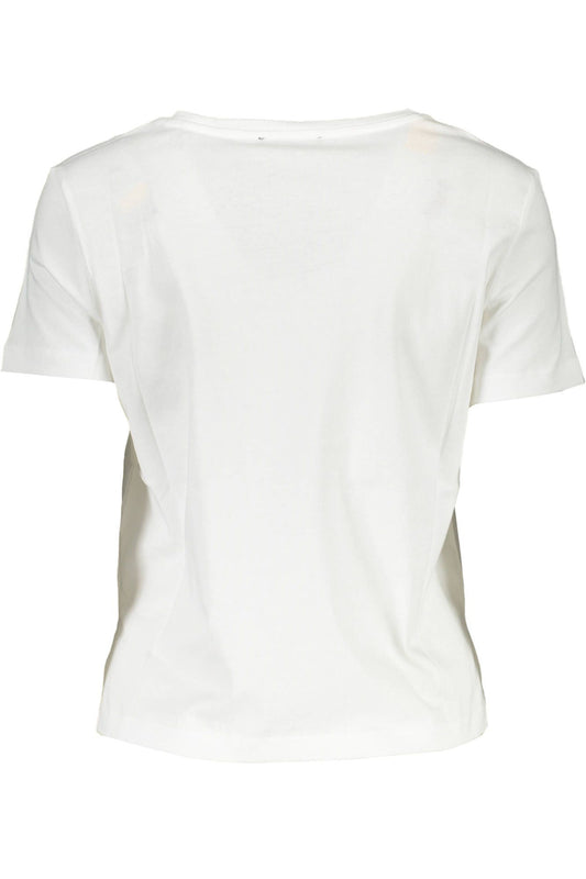 Chic White Logo Print Crew Neck Tee