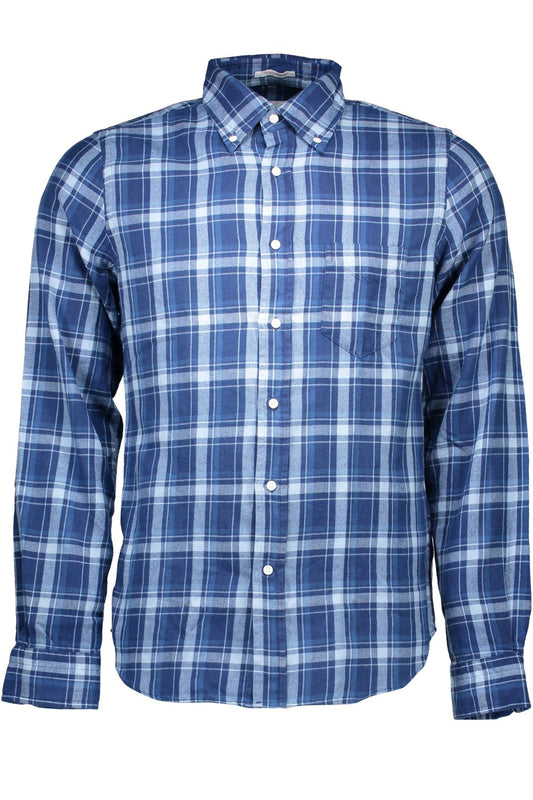 Blue Cotton Men Shirt