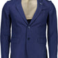 Blue Cotton Men Jacket