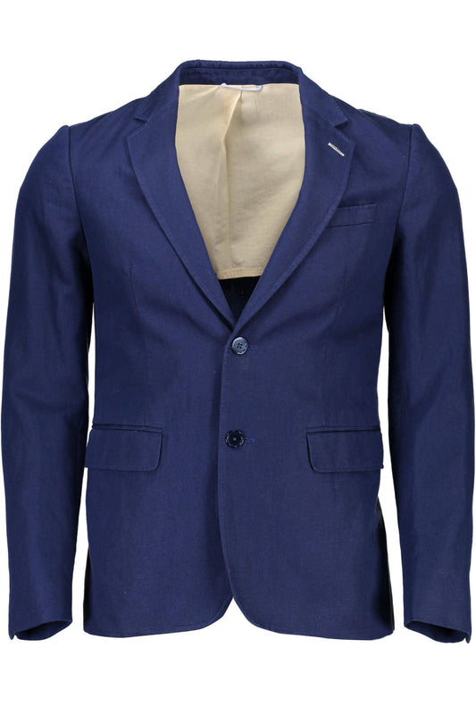Blue Cotton Men Jacket