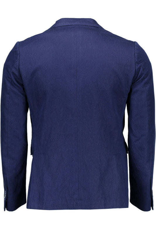 Blue Cotton Men Jacket