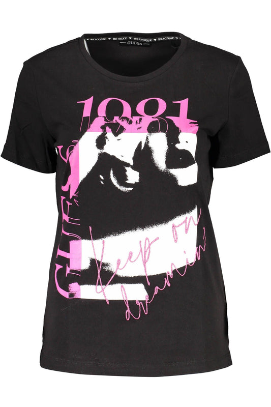 Black Cotton Women T-Shirt