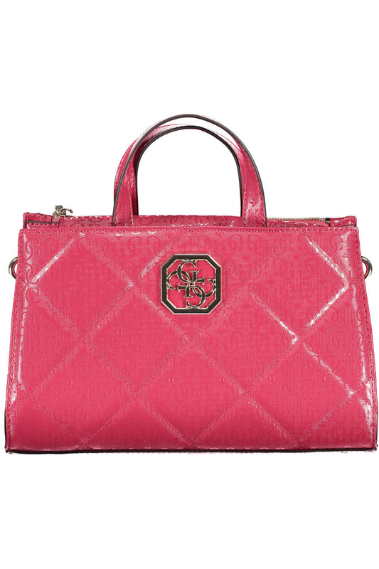 Pink Polyurethane Women Handbag
